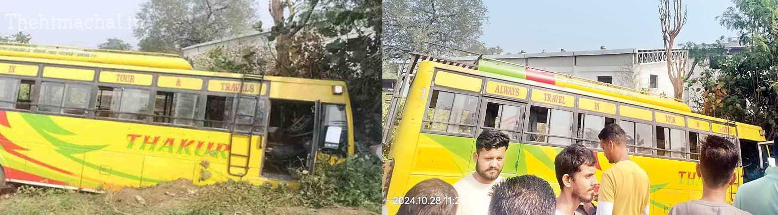 himachal-accident-bus-falls-into-drain-steering-lock