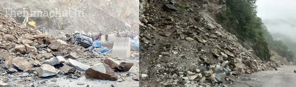 mandi-landslide-cars-damaged-passengers-safe