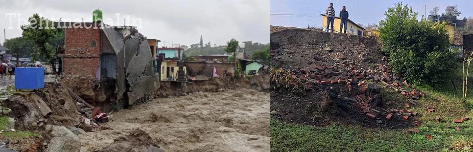 कांगड़ा न्यूज़: भारी बारिश से बलाहरा स्कूल की चहारदीवारी गिरी